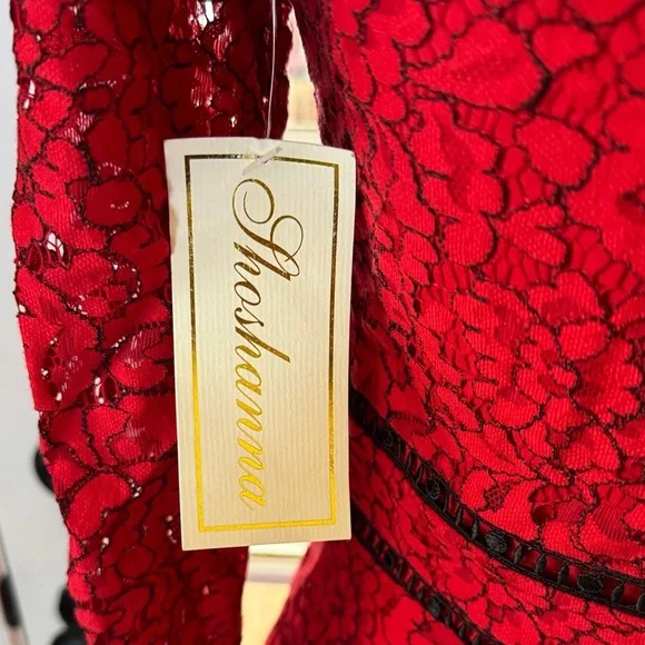 Shoshanna Romantic Red Lace Long Sleeve Keyhole Dress NWT Anthropologie - Picture 11 of 16